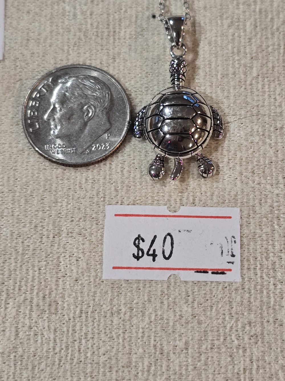 Silver Turtle Pendant Necklace - Cute Sea Life Charm